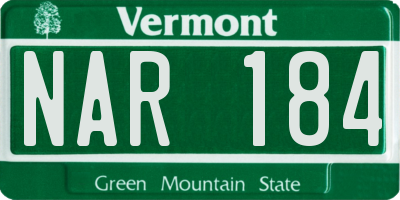 VT license plate NAR184