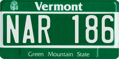 VT license plate NAR186
