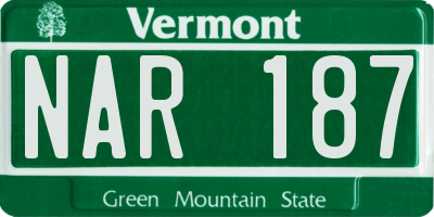 VT license plate NAR187