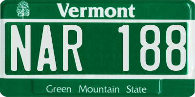 VT license plate NAR188