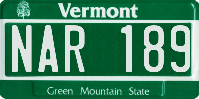 VT license plate NAR189