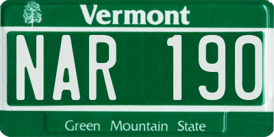 VT license plate NAR190