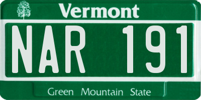 VT license plate NAR191