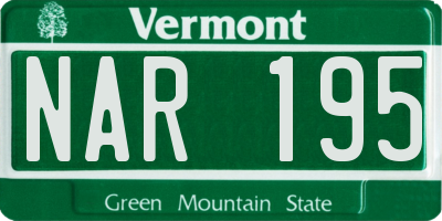 VT license plate NAR195