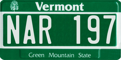 VT license plate NAR197