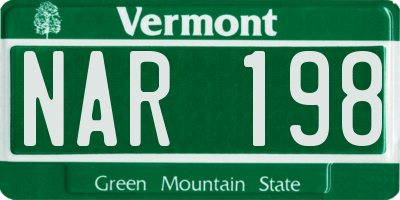 VT license plate NAR198