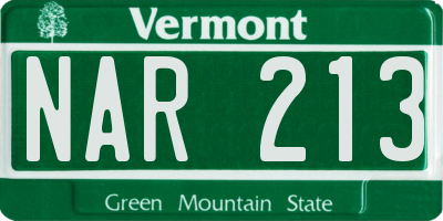 VT license plate NAR213