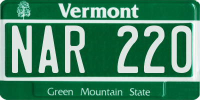 VT license plate NAR220