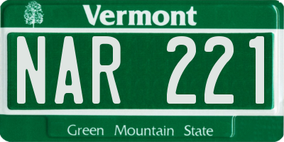 VT license plate NAR221