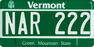 VT license plate NAR222