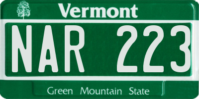VT license plate NAR223