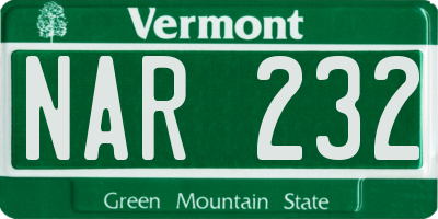VT license plate NAR232