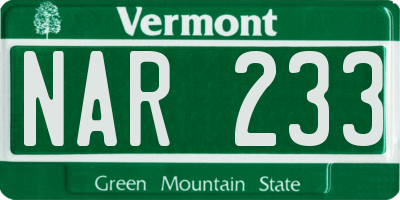 VT license plate NAR233