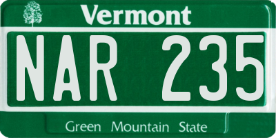 VT license plate NAR235