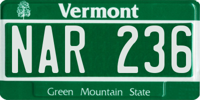 VT license plate NAR236