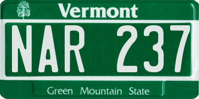 VT license plate NAR237