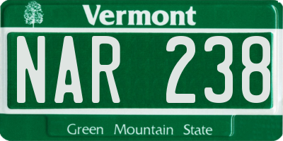 VT license plate NAR238