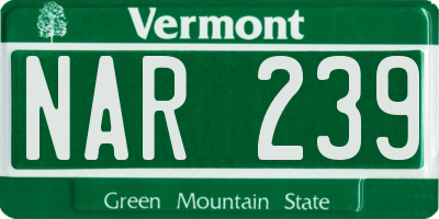 VT license plate NAR239