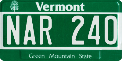 VT license plate NAR240