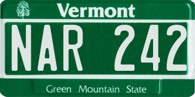 VT license plate NAR242
