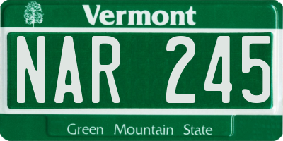 VT license plate NAR245