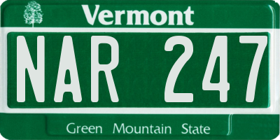 VT license plate NAR247