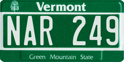 VT license plate NAR249