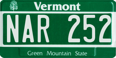 VT license plate NAR252
