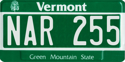 VT license plate NAR255