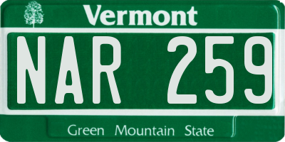 VT license plate NAR259