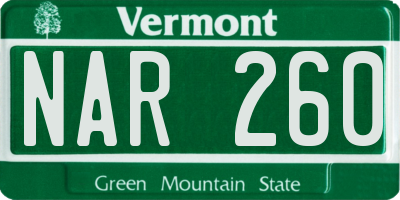 VT license plate NAR260