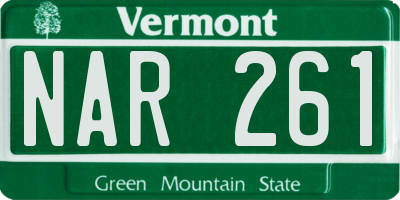 VT license plate NAR261