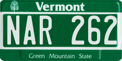 VT license plate NAR262
