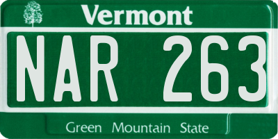 VT license plate NAR263