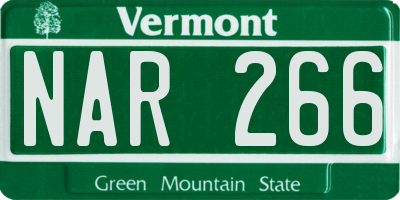 VT license plate NAR266