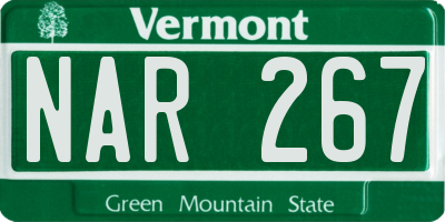 VT license plate NAR267