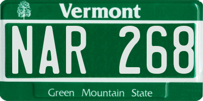 VT license plate NAR268