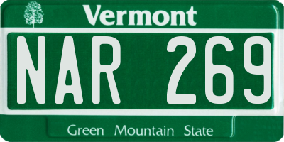 VT license plate NAR269