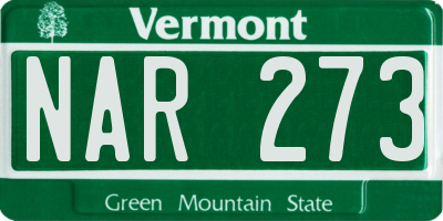 VT license plate NAR273