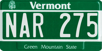 VT license plate NAR275