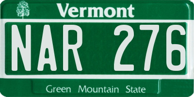 VT license plate NAR276