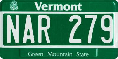 VT license plate NAR279
