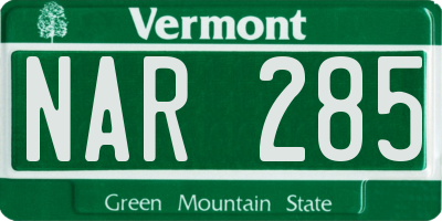 VT license plate NAR285