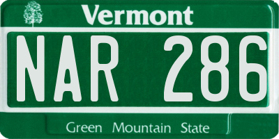 VT license plate NAR286
