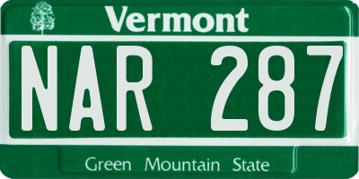 VT license plate NAR287