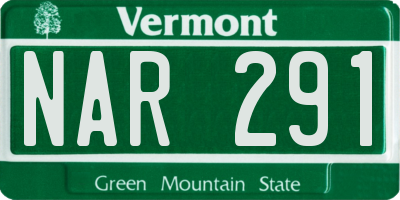 VT license plate NAR291