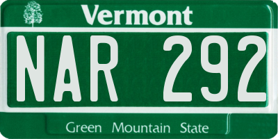 VT license plate NAR292