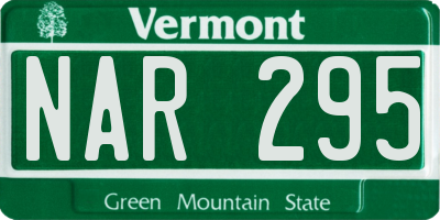 VT license plate NAR295