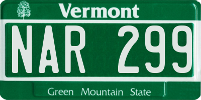 VT license plate NAR299