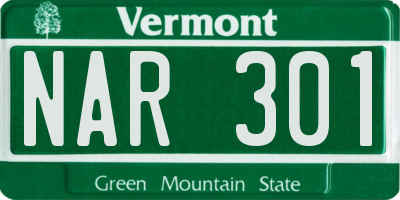 VT license plate NAR301